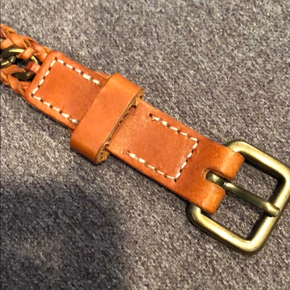 jcrew. metal link woven w/ leather belt. - Picture 5 of 8